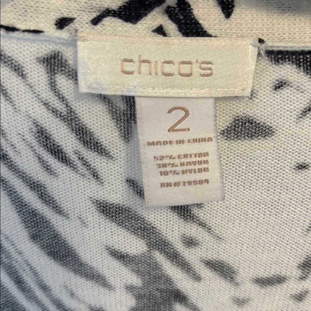 Chico's Black, White & Purple Open-Front Cardigan - Picture 5 of 6